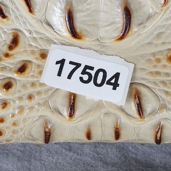 Brahmin Elisa Hobo Shoulder Bag Brown Cream Croc Embossed Leather Gold Hardware - Picture 16 of 16